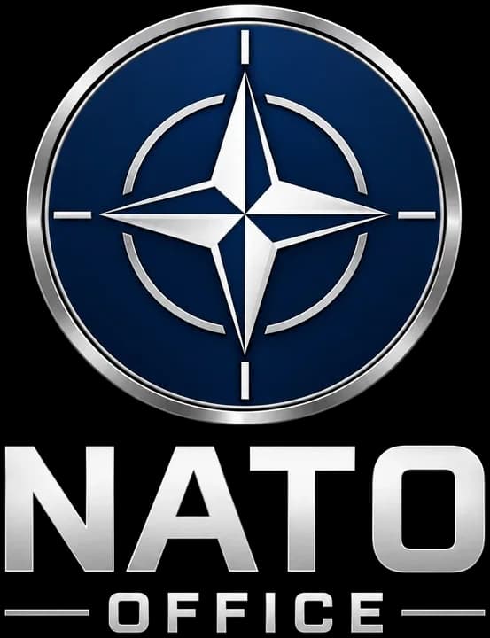NATO Office logo: a white compass star in a blue circle with a silver ring, the words NATO Office underneath